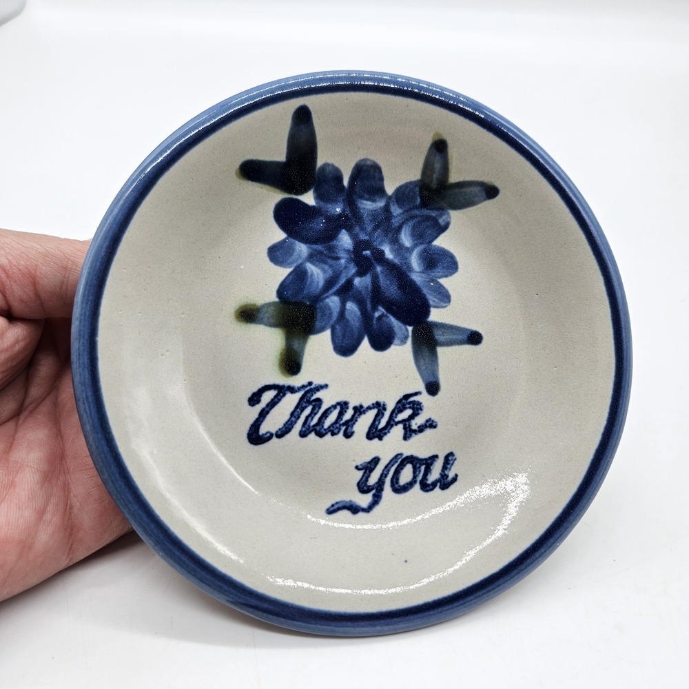 VTG Louisville Stoneware Pottery Bachelor Button Cornflower Coaster Trinket Dish